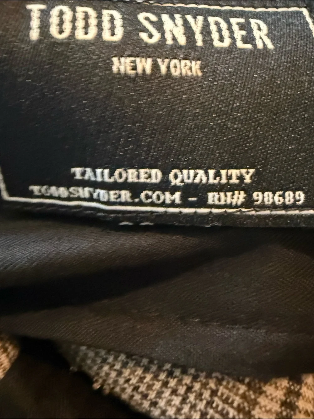 Todd Snyder. Italian Wool Sutton Trouser w/Stretch. Brown Glen Plaid. 38.
